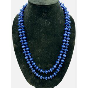 Bead Necklace & Blue Bead single Strand Necklace plastic 54" READ